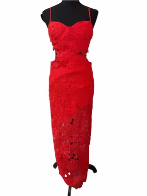 Amable by Mable Lace Maxi Orange Dress(Size Medium) thumbnail 4