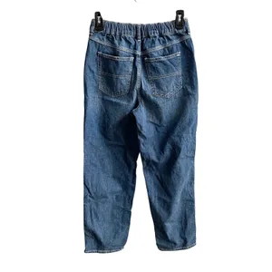 Free People Chloe Baby Barrel Jeans Women XS‎ Blue Boho Elastic Back Distressed thumbnail 6