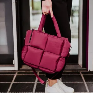 Katydid Wine Mini Puffer Tote Bag Burgundy Quilted Crossbody NWOT thumbnail 5