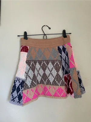 Free People After School Mini Skirt Size Small Pink Combo Flare Sweater Knit thumbnail 9