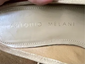 ANTONIO MELANI Suede Beige Mules Women's with a small comfortable heel 7.5 thumbnail 4
