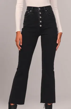 Abercrombie & Fitch Black Ankle Flare High Rise Jeans thumbnail 1