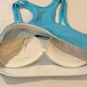Brooks Sports Bra Women Large Turquoise Blue Running Padded Racerback Gym‎ thumbnail 4
