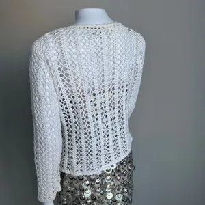 Vintage Casual Corner Cottage Core Crotchet Cotton Knit Cardigan Sweater thumbnail 8