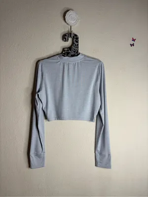 Vuori Long Sleeve Lux Crop Tee heather gray size large thumbnail 3