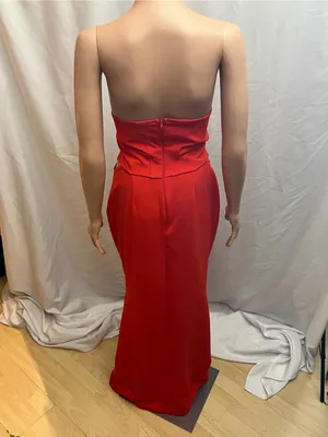 ASOS Red Strapless Corset Cutout Maxi Dress Size US 8 thumbnail 4