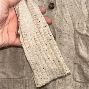 Cream Speckled Cardigan Cardigan Button Up Sweater Ribbed Sleeves and Bottom XS thumbnail 3