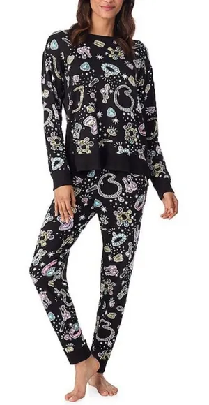 Cuddl Duds Sweater Knit Pajama Set NEW Long Sleeve Pants XXL Black Diamond Jewel thumbnail 1