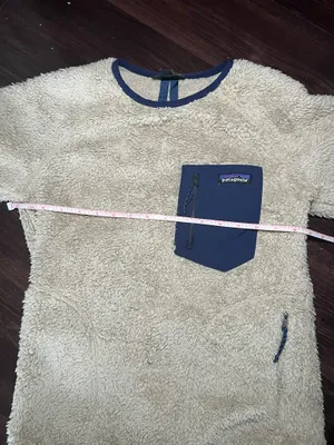 Patagonia Men’s Tan/ Navy Los Gatos Teddy Fleece Crew Neck Size XS thumbnail 8