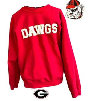 Christmas Georgia Bulldogs Glitter Sweatshirt Unisex Small Red Dawgs Football thumbnail 1