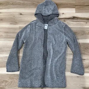 Victoria’s Secret PINK Grey Sherpa Open Front Hooded Sweater Women's XS/S thumbnail 1