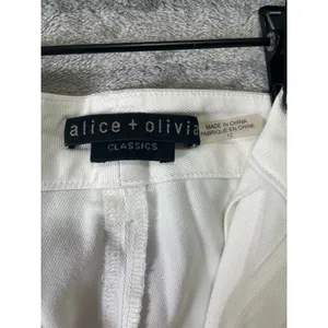 Alice +‎ Olivia Pleated Cuff Shorts Off White High Rise Tailored Size 12 Classic thumbnail 5