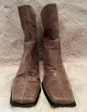 Vintage 90s Chunky Heeled Faux Snake Booties thumbnail 3