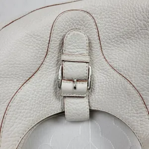 Michael Kors Womens Bag White Pebbled Leather Shoulder Hobo Fold Over Buckle thumbnail 6
