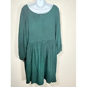 Free People Beach Babydoll Dress Green Long Sleeve Gauze Lagenlook Boho Small thumbnail 4