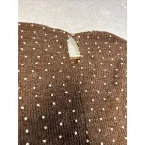 Altar’d State Brown And Cream Dot Sweater Crochet Lace Trim Bell Sleeve Size L thumbnail 5