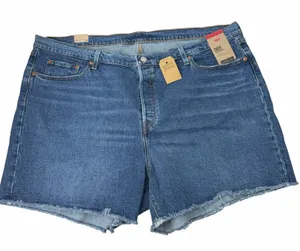 New Levi’s 501 Original High Rise Raw Hem Button Fly Denim Shorts Size 24W thumbnail 1