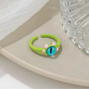 Cute Quirky Green‎ Monster Design Cuff Ring Gothic Punk Style thumbnail 3