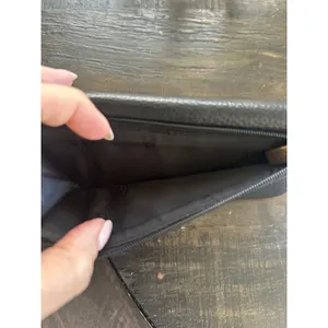 Fossil Black Pebbled Leather Trifold Clutch Wallet Envelope Snap Brass Hardware thumbnail 5