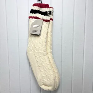 Hunter Cream Cable Knit Socks‎ with Striped Cuff thumbnail 2