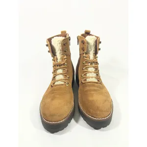 Crown and Ivy Naomi Suede Fur Lined Boots‎ Women 8 Tan Lace Up Combat Outdoors thumbnail 3