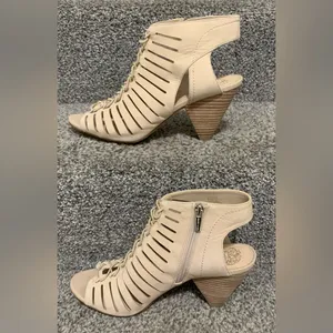 Vince Camuto Evalan Cage Cutout Sandal Booties Nude Lace-Up Heels thumbnail 4