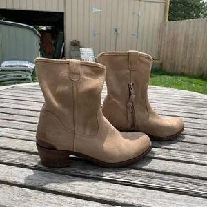 UGG Rioni Tan Suede Leather Soft Pull On Mid Boots‎ thumbnail 3