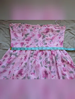 Storia Sleeveless Floral Sweetheart Midi Dress Large Pink/Green thumbnail 6