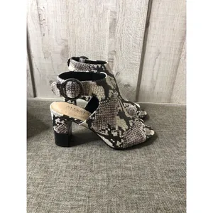 Alfani Womens Shoes Size 6 M Step Flex Black White Snake Print Open Toe Heels thumbnail 2