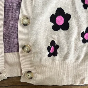 Floral Cropped Cardigan Sweater Black Size XS thumbnail 3