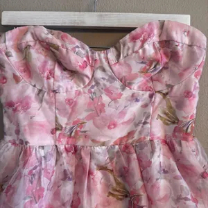 LULUS Pristine Cutie Floral Organza Bustier‎ Midi Dress thumbnail 3
