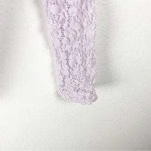 INTIMATELY FREE PEOPLE Lavender Sheer Long Sleeve Mock Neck Bodysuit Small Boho thumbnail 13