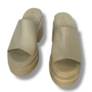 EXE TM 403 Wedge‎ Heel Platform Sandals Beige Size 38 Slip On Open Toe Chunky thumbnail 8