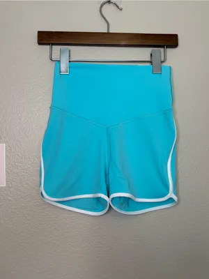 Aerie medium real me shortie 3” blue white short women summer sporty athletic thumbnail 3