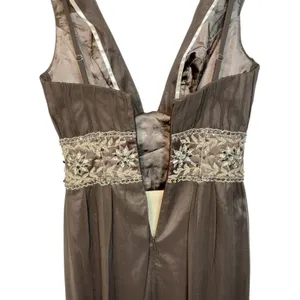 NWT Mandalay Brown Silk Beaded Embellished Maxi Long Gown Evening Dress Size 4 thumbnail 10