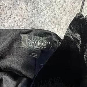 Topshop Black Velvet Lace Trim Slip Dress Mini Spaghetti Strap Party Dress US 6 thumbnail 5