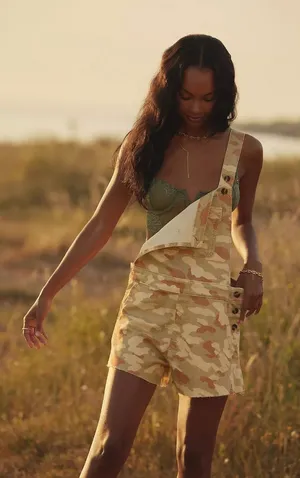 Anthropologie Pilcro Camo Overalls Romper Size S thumbnail 1