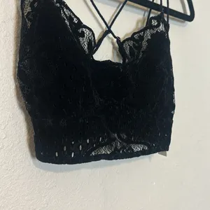 Free People One Black Madonna‎ Flocked Velvet Adella Bralette Size XS thumbnail 7
