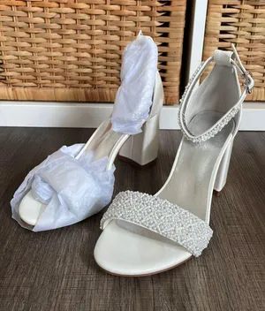 Beaded Ivory High Heel Sandals White Size 6 thumbnail 1