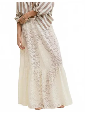 AE Aerie Tiered Lace Maxi Skirt American Eagle True NWT Soft Muslin Medium thumbnail 3