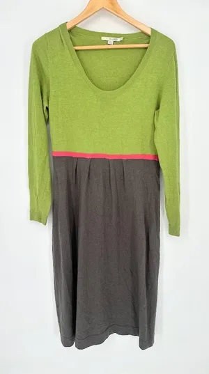 Boden Colorblock Midi Sweater Dress Angora Cashmere Blend 12 Long 12‎ L Colorful thumbnail 1