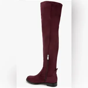 Kenneth Cole Reaction Windy Faux Suede Over Knee High Boot Deep Burgundy NIB thumbnail 2
