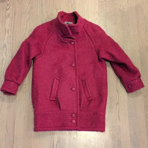Vintage Alectra Magenta Pink Boucle Wool Blend Funnel Neck Coat Made in USA thumbnail 1
