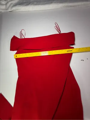 Lauren Ralph Lauren Red Off-Shoulder Cowl Maxi Dress with Front Slit FLAW thumbnail 5