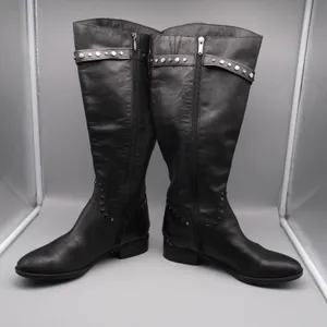 Sam Edelman Paxton Knee High Studded Moto Boots 9M-WC Black Leather Wide Calf thumbnail 4