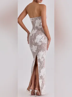 NEW HOUSE OF CB Lucienne Lace Corset Strapless Gown & Bolero Set Sz XS thumbnail 4