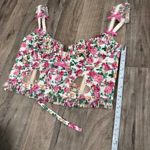 For Love & Lemons Heart Bloom Floral Mesh Cutout Bustier Corset Top Small thumbnail 3