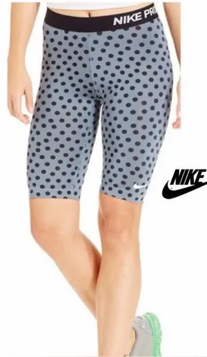 Nike Pro Gray and Black Polka Dot Bike Shorts Large thumbnail 1