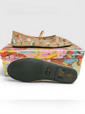 New Jeffrey Campbell Floral Mesh‎ Flats Dancer Ballet Shoes in Natural Tan Multi thumbnail 3