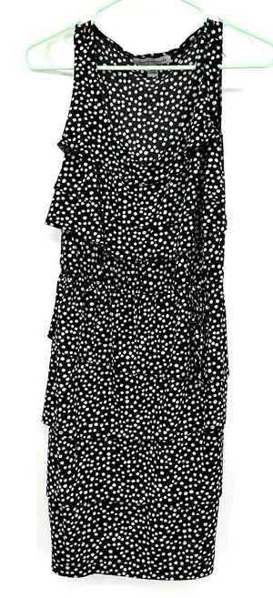 Danny and Nicole size small black‎ with white polka dots sleeveless tiered dress thumbnail 1